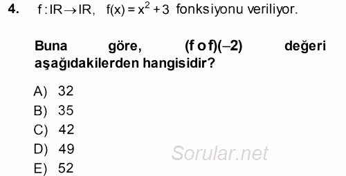 Matematik 1 2013 - 2014 Dönem Sonu Sınavı 4.Soru