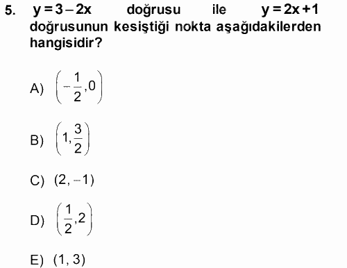 Matematik 1 2013 - 2014 Dönem Sonu Sınavı 5.Soru