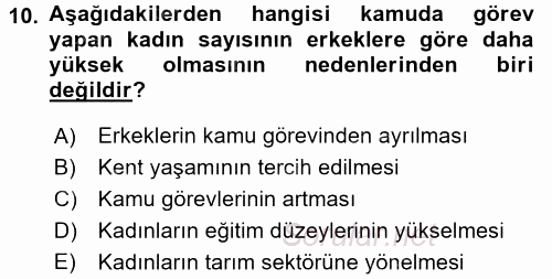 Aile Sosyolojisi 2016 - 2017 Ara Sınavı 10.Soru