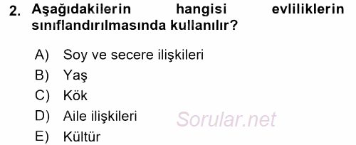 Aile Sosyolojisi 2016 - 2017 Ara Sınavı 2.Soru