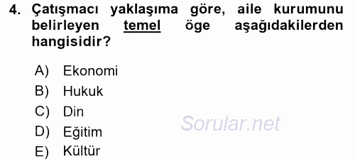 Aile Sosyolojisi 2016 - 2017 Ara Sınavı 4.Soru