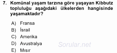 Aile Sosyolojisi 2016 - 2017 Ara Sınavı 7.Soru