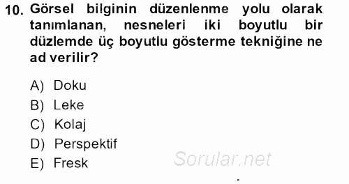 Güzel Sanatlar 2013 - 2014 Ara Sınavı 10.Soru