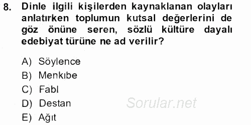 Güzel Sanatlar 2013 - 2014 Ara Sınavı 8.Soru