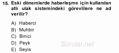 Türk Basın Tarihi 2014 - 2015 Ara Sınavı 15.Soru