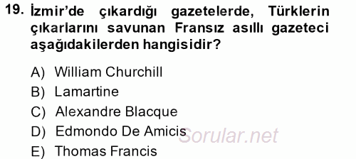 Türk Basın Tarihi 2014 - 2015 Ara Sınavı 19.Soru