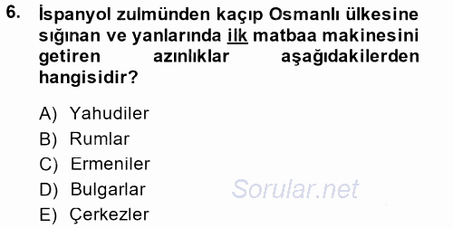 Türk Basın Tarihi 2014 - 2015 Ara Sınavı 6.Soru