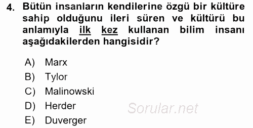 Küreselleşme ve Kültürlerarası İletişim 2017 - 2018 Ara Sınavı 4.Soru