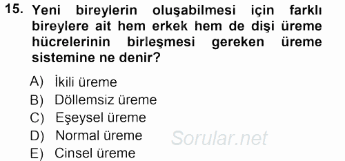 Entomoloji 2012 - 2013 Ara Sınavı 15.Soru