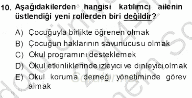 Okulöncesi Eğitime Giriş 2014 - 2015 Dönem Sonu Sınavı 10.Soru