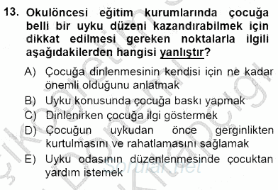 Okulöncesi Eğitime Giriş 2014 - 2015 Dönem Sonu Sınavı 13.Soru