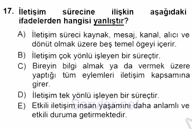 Okulöncesi Eğitime Giriş 2014 - 2015 Dönem Sonu Sınavı 17.Soru