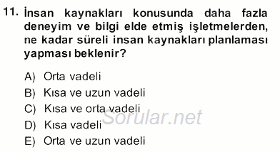 Örgütlerde İnsan Kaynakları Yönetimi 2013 - 2014 Ara Sınavı 11.Soru