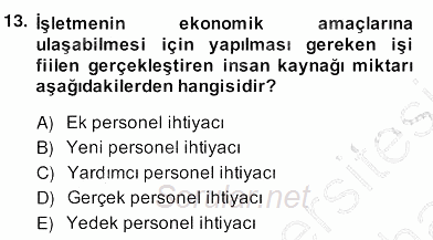 Örgütlerde İnsan Kaynakları Yönetimi 2013 - 2014 Ara Sınavı 13.Soru