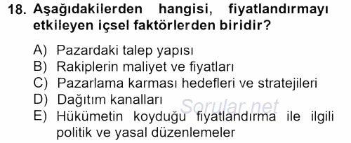 Lojistik Yönetimi 2012 - 2013 Ara Sınavı 18.Soru