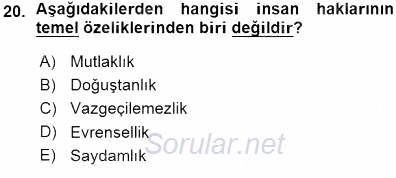 Adalet Meslek Etiği 2015 - 2016 Ara Sınavı 20.Soru