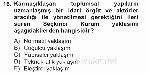 Kent Sosyolojisi 2012 - 2013 Ara Sınavı 16.Soru