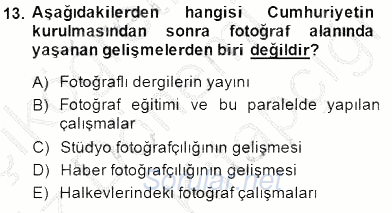 Fotoğraf Tarihi 2014 - 2015 Dönem Sonu Sınavı 13.Soru