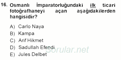 Fotoğraf Tarihi 2014 - 2015 Dönem Sonu Sınavı 16.Soru