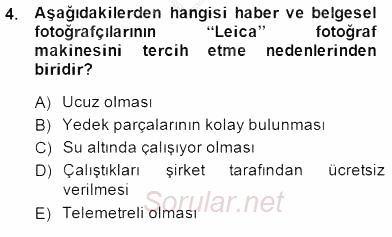 Fotoğraf Tarihi 2014 - 2015 Dönem Sonu Sınavı 4.Soru