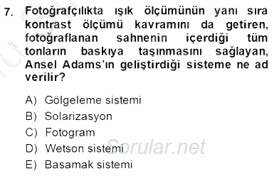 Fotoğraf Tarihi 2014 - 2015 Dönem Sonu Sınavı 7.Soru