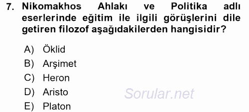 Eğitim Tarihi 2015 - 2016 Ara Sınavı 7.Soru