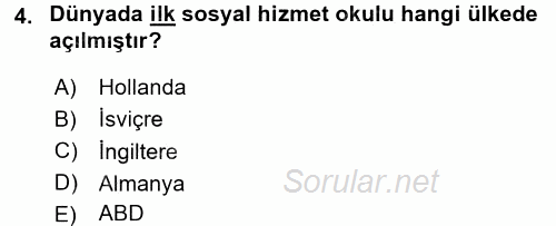 Sosyal Hizmete Giriş 2016 - 2017 Ara Sınavı 4.Soru