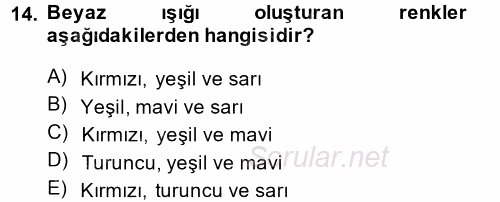 Kamera Tekniğine Giriş 2014 - 2015 Tek Ders Sınavı 14.Soru