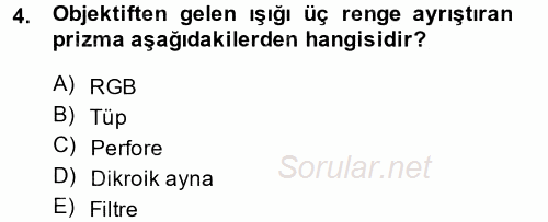 Kamera Tekniğine Giriş 2014 - 2015 Tek Ders Sınavı 4.Soru