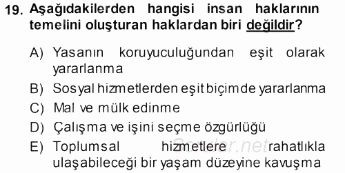 Özel Gereksinimli Bireyler ve Bakım Hizmetleri 2014 - 2015 Dönem Sonu Sınavı 19.Soru