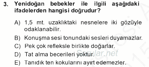 Özel Gereksinimli Bireyler ve Bakım Hizmetleri 2014 - 2015 Dönem Sonu Sınavı 3.Soru