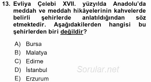 Halk Hikayeleri 2016 - 2017 Dönem Sonu Sınavı 13.Soru