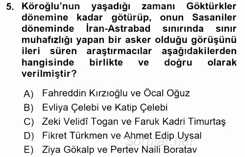 Halk Hikayeleri 2016 - 2017 Dönem Sonu Sınavı 5.Soru