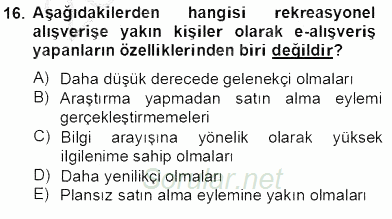 E-Perakendecilik 2013 - 2014 Tek Ders Sınavı 16.Soru