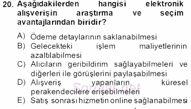 E-Perakendecilik 2013 - 2014 Tek Ders Sınavı 20.Soru