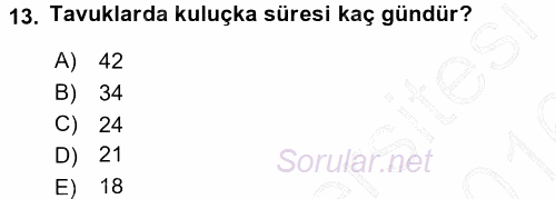 Hayvan Yetiştirme 2015 - 2016 Dönem Sonu Sınavı 13.Soru