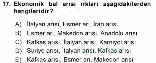 Hayvan Yetiştirme 2015 - 2016 Dönem Sonu Sınavı 17.Soru