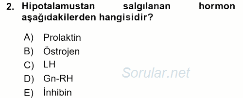 Hayvan Yetiştirme 2015 - 2016 Dönem Sonu Sınavı 2.Soru