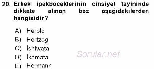 Hayvan Yetiştirme 2015 - 2016 Dönem Sonu Sınavı 20.Soru