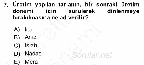 Hayvan Yetiştirme 2015 - 2016 Dönem Sonu Sınavı 7.Soru