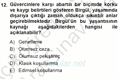 Erken Çocukluk Döneminde Gelişim 1 2013 - 2014 Ara Sınavı 12.Soru