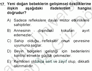 Erken Çocukluk Döneminde Gelişim 1 2013 - 2014 Ara Sınavı 17.Soru