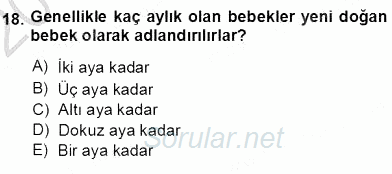 Erken Çocukluk Döneminde Gelişim 1 2013 - 2014 Ara Sınavı 18.Soru