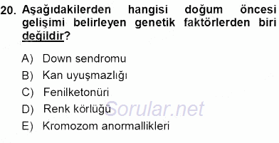 Erken Çocukluk Döneminde Gelişim 1 2013 - 2014 Ara Sınavı 20.Soru