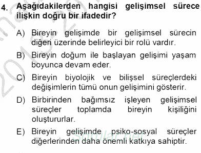 Erken Çocukluk Döneminde Gelişim 1 2013 - 2014 Ara Sınavı 4.Soru