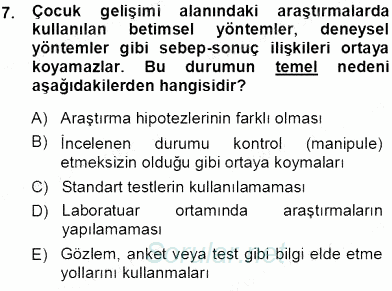 Erken Çocukluk Döneminde Gelişim 1 2013 - 2014 Ara Sınavı 7.Soru