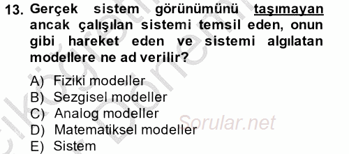 Yönetim Bilimi 2 2014 - 2015 Ara Sınavı 13.Soru