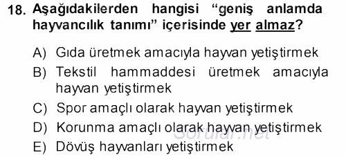 Hayvan Yetiştirme 2013 - 2014 Ara Sınavı 18.Soru