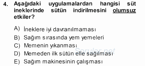 Hayvan Yetiştirme 2013 - 2014 Ara Sınavı 4.Soru