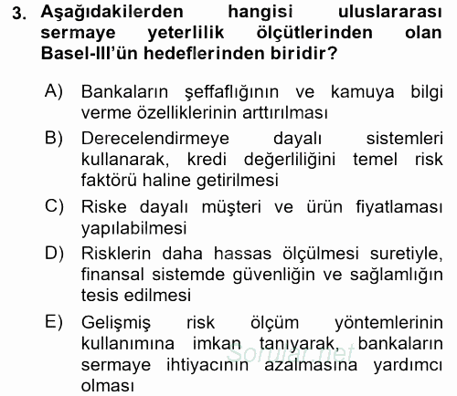 Bankalarda Kredi Yönetimi 2017 - 2018 Dönem Sonu Sınavı 3.Soru